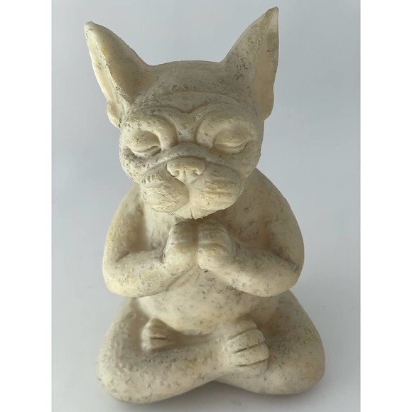 Meditating French Bulldog Statue Ornament Resin Buddha Zen Dog Home Garden Decor - Picture 2 of 8